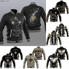 New Orleans Saints Sweatshirts Men's Varsity Jacket Button Bomber Outwear Coat