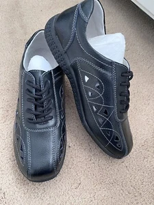 Damart Womens Derby Coussin D'Air Black Extra Wide Lace Up Shoes. UK 6. BNIB - Picture 1 of 12