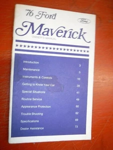 1976 FORD MAVERICK ORIGINAL FACTORY OPERATOR'S OWNER'S MANUAL - Picture 1 of 3