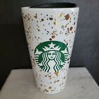 Starbucks 2019 Gold Confetti Ceramic 12oz Travel Mug with lid, new.