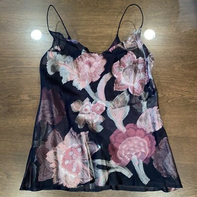 Emporio Armani Romántico Y2K Vintage Transparente Cami Top Tapiz Floral Talla 40 XS DEFECTUOSO Foto 1 de 4