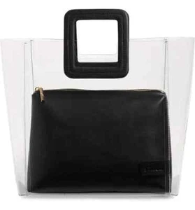 Staud MINI SHIRLEY Bag Clear & Black Leather,  Wear Together or Separately $195 - Picture 1 of 22