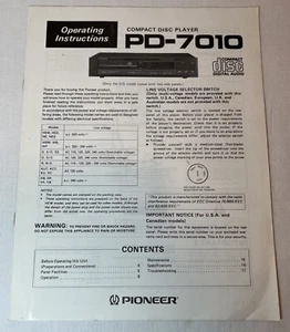 Pioneer Bedienungsanleitung Compact Disc Player PD-7010 - Bild 1 von 3