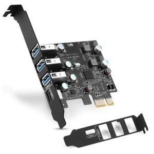 PCIe USB Card 4-Ports1x USB-C - 3X USB-A USB 3.0 Expansion Card PC Internal U... - Picture 1 of 7
