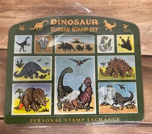 Dinosaur Foam Mounted Rubber Stamp Set By Personal Stamp Exchange SK116 - Picture 1 of 3