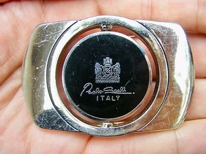 Vtg PAOLO SCALI Belt Buckle ITALY Firenze Fashion Silver Spinning RARE VG+ - Picture 1 of 4