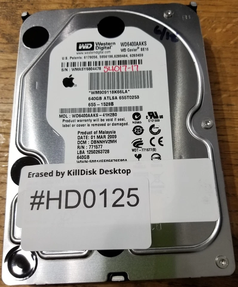 640GB 7200RPM - Western Digital WD6400AAKS  3.5" Hard Disk Drive - APPLE - Image 1 of 1