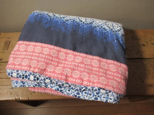 ECHO Reversible Shibori Blue Queen Cotton Duvet Cover 92" Wide Nice Condition - Picture 1 of 5