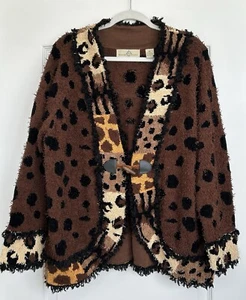 Design Options By Philip And Jane Gordon Cardigan Animal Print Womens Sz XXL - Picture 1 of 12