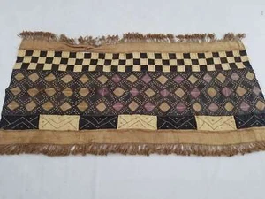 Antique Tribal Traditional African Kuba Cloth Raffia Textile Embroidered - Picture 1 of 12