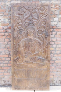 Vintage Hand Carved Buddha Wall Hanging, Buddhist Wall Art,Vitarka Mudra Buddha