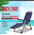 Reclining Folding Deck Lounge Sun Beach Chair For Outdoor Camping