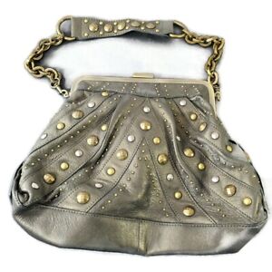 Betsy Johnson Studded Kiss Lock Leather Purse Handbag