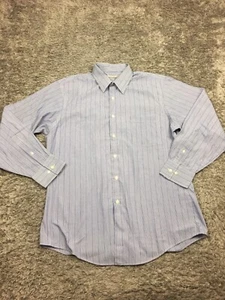 Van Heusen Studio Button Up Shirt Mens Size 16 32/33 Fitted Blue White Stripe - Picture 1 of 11