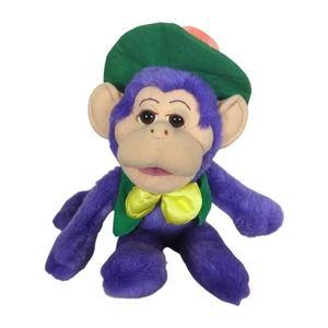Vintage Wisharoo Park Bestever Plush Purple Monkey with Hat and Bow 1998 PBS - Picture 1 of 15