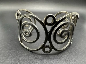 925 Sterlingsilber oxidiert breiter Wirbel Kreis Manschette Armreif ARMBAND 6,25" 43 g - Bild 1 von 9