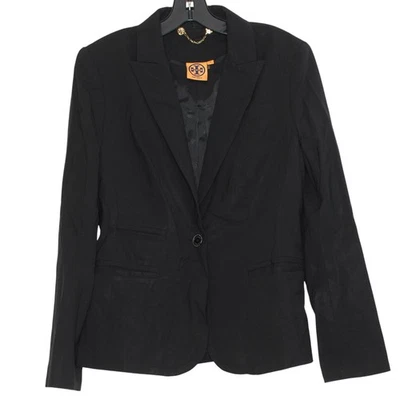 Blazer Tory Burch Mujer Lana Minimalista Preppy Dinero Antiguo Corporativo Negro Talla 4 Foto 1 de 4