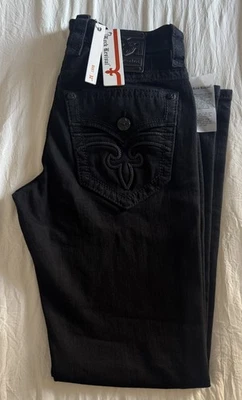 Bota de hombre Rock Revival Jean Arther negra lavada puntada negra para hombre talla 32x32 nueva con etiquetas Foto 1 de 4