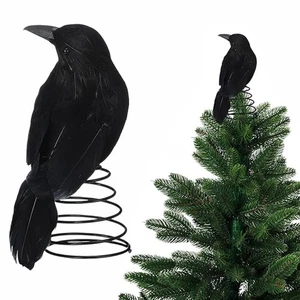 Halloween Crow Mini Tree Toppers Spooky Halloween Trees Ornaments 6.3 Inches - Picture 1 of 13