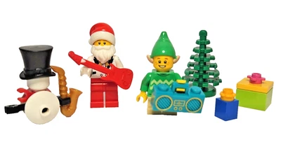 Lego Christmas Rock Band Minifigure Lot Santa Snowman Elf Guitar Sax Boombox - Image 1 of 2