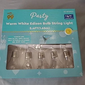 3 Sets- 10 Light EDISON Bulb String LIGHT -5.4 Feet Length Indoor NIB - Picture 1 of 6