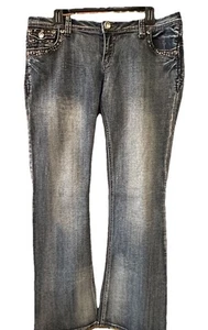 Grace In LA Women’s Jeans Embroidered Bling Bootcut 36X 32 size 15 Rockabilly - Picture 1 of 13