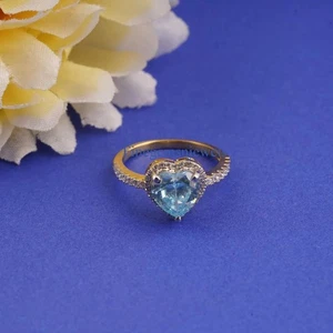 Natural Blue topaz & CZ Gemstones with 925 Sterling Silver women Ring #94 - Picture 1 of 5