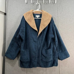 Koolaburra UGG Sherpa Fleece Shawl Collar Cardigan Blue Navy Color Size L - Picture 1 of 13