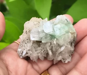 Apophyllite Disco ball On Stilbite Minerals Specimen India BO=27 - Picture 1 of 8