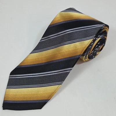 Corbata Sean John Negro Dorado Gris Rayas Rayas 100% Seda 58"x3.5" Foto 1 de 4