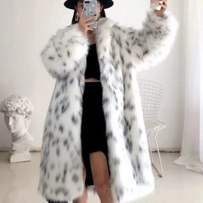 Искусственный лисий мех длинным рукавом куртка повседневный мех пальто женщин белый флис высокого качества - Изображение 1 из 4