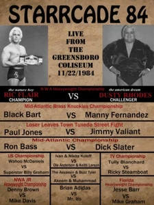 nevera nevera imán 3,5x5 años 80 clásico lucha libre profesional Flair vs Rhodes nwa - Imagen 1 de 2