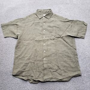 Brooks Brothers Shirt Adult Extra Large Green Linen Short Sleeve Mens
