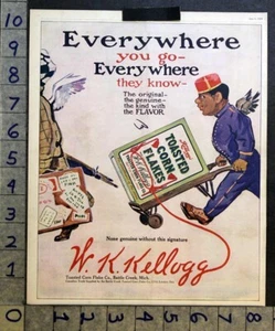 1908 KELLOGG TOAST CORN FLAKE BREAKFAST CEREAL HOUSHOLD DECOR KITCHEN AD FC4518  - Picture 1 of 1