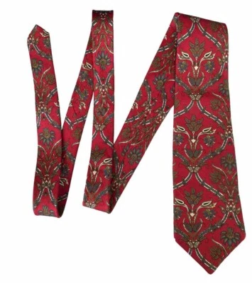 Corbata de seda Aldo Ponti roja floral tejida italiana hecha en EE. UU. 59" 3,5" Foto 1 de 4