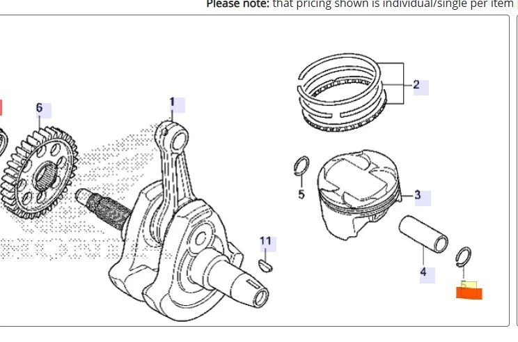 C CLIP, PISTON PIN, 17MM 13112-K33-D00 - image 1 of 1