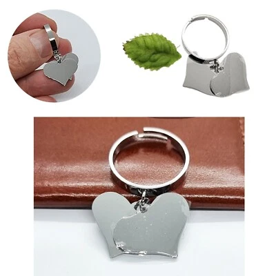 Anello cuore donna in acciaio anellino per inox regolabile con charms due cuori  - Immagine 1 di 4