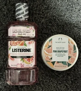 Listerine Limited Edition Grapefruit Rose Mouthwash & Body Shop Grapefruit Cream - Picture 1 of 2