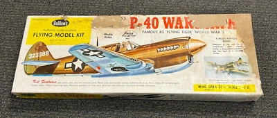 Guillow's #405 Curtiss P-40 P40 Warhawk Flying Tiger Model Kit Balsa WWII Plane - Image 1 of 3