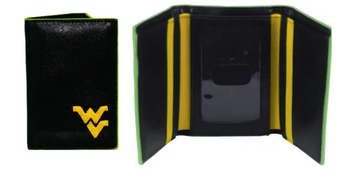 West Virginia Mountaineers Men's 6608 Tri Fold Leather Wallet by Sandol Cover