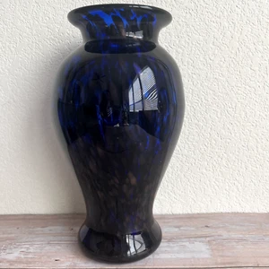 Bellissimo grande vaso blu cobalto soffiato a mano stile Murano vetro artistico 11,5 pollici - Foto 1 di 4