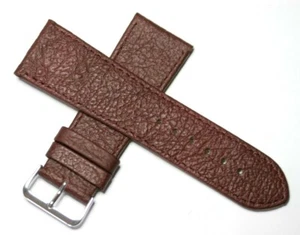 22MM, 26MM, 28MM & 30MM GENUINE LEATHER WATCH STRAP BURGUNDY WITH STEEL BUCKLE - Picture 1 of 3