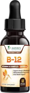 Vitamin B12 Sublingual Liquid Drops 1200mcg Natural Energy Booster (2 oz) - Picture 1 of 9