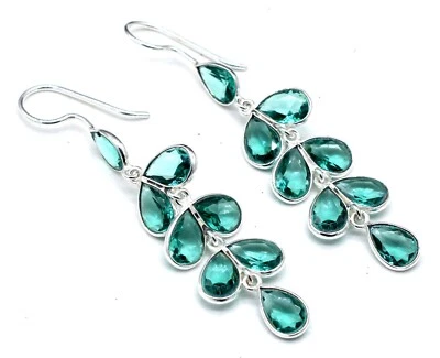Tourmaline Gemstone 925 Sterling Silver Handmade Jewelry Earrings Size-1.50 - Image 1 of 4