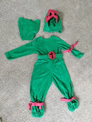 Ребенок зеленый ниндзя костюм ручной работы черепаха боди капюшон маска ремень мягкий 32» высокий - Изображение 1 из 4