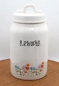 Rae Dunn REWARD Treat Cat or Dog Storage Canister Jar w/Silicone Lid Wildflowers - Picture 1 of 12