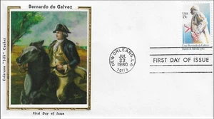 Bernardo de Galvez Spanish Military Leader Revolution USA Colorano Silk FDC 1980 - Picture 1 of 1