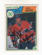 1983-84 O-PEE-CHEE HOCKEY MARK NAPIER MINNESOTA NORTH STARS AUTOGRAPH CARD