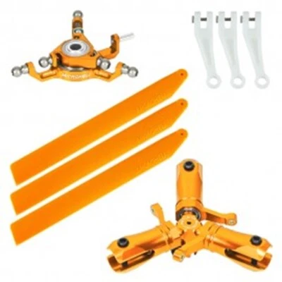 Microheli CNC Triple Orange Plastic Blades ConversionSet(GOLD)-BLADE INFUSION120 - Image 1 of 2