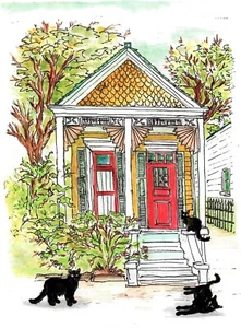 Katzen in New Orleans, Katzenkunstdruck, New Orleans Wanddekoration, NOLA Art, Katzenkunst - Bild 1 von 2